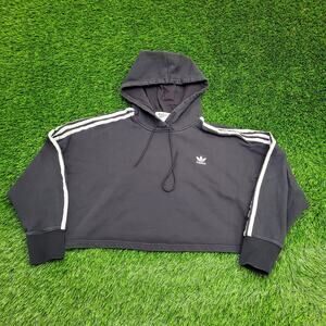 ADIDAS Cropped Terry Hoodie Womens M/L 24x17 Baggy Oversized Y2K Style